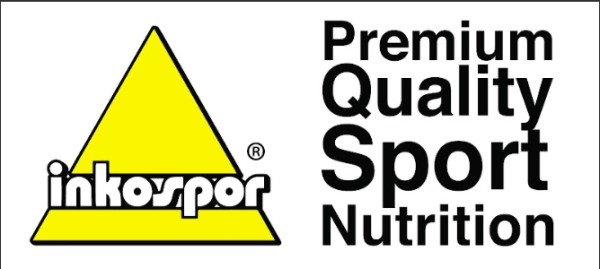 Logo per inkospor sport nutrition, triangolo giallo, testo nero 