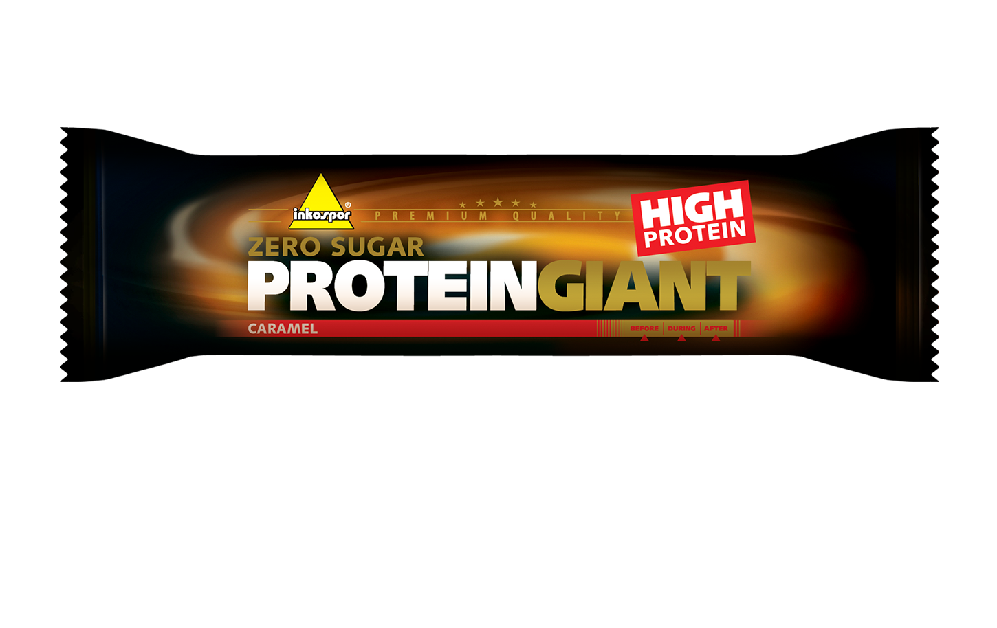 Barretta proteica Protein Giant senza zuccheri, in confezione nera e oro.