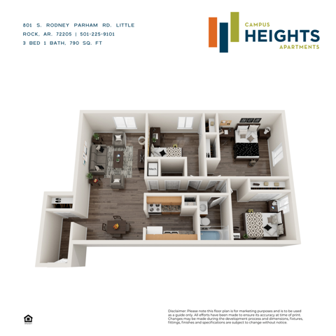 Three Bedroom Floor Plan