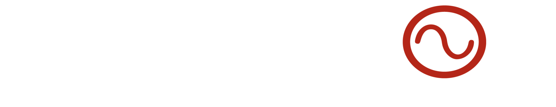 Logotipo circular rojo con una línea ondulada blanca en su interior sobre un fondo blanco.