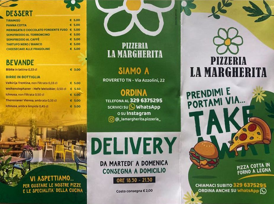 depliant ristorante pizzeria la margherita
