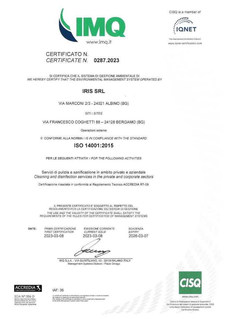 Certficato ISO 14001
