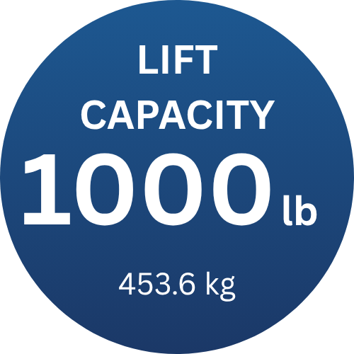 A blue circle with the words `` lift capacity 400 lb '' written on it.