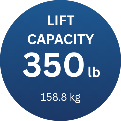 A blue circle with the words `` lift capacity 400 lb '' written on it.