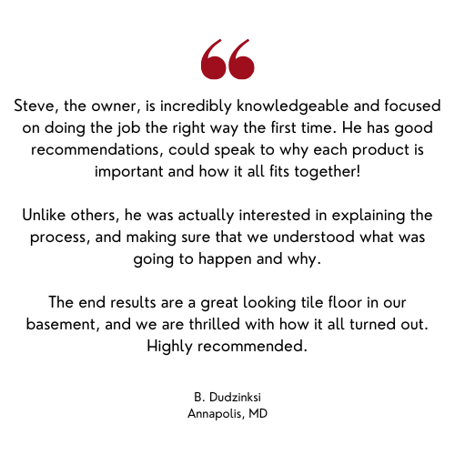 Customer testimonial about Steve's tile work