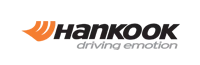 Hankook Tires logo with orange design and black text, tagline 