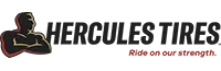 Hercules Tires logo: muscular figure silhouette, bold text 