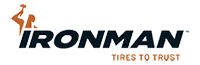 Ironman Tires logo with a figure and text 