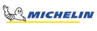 Michelin logo: a white tire-shaped mascot waves; blue wordmark