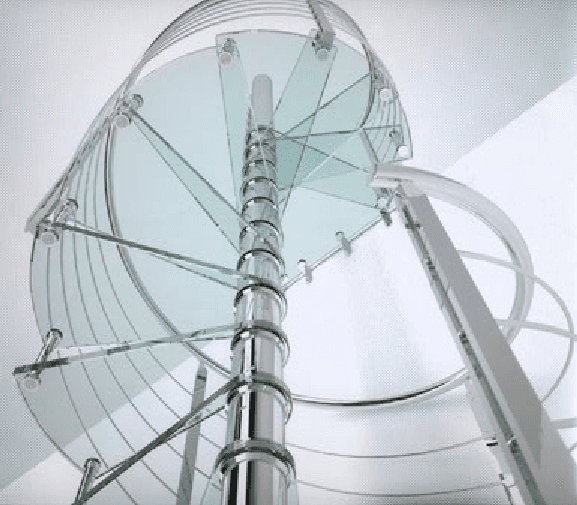 scale a chiocciola in vetro e acciaio