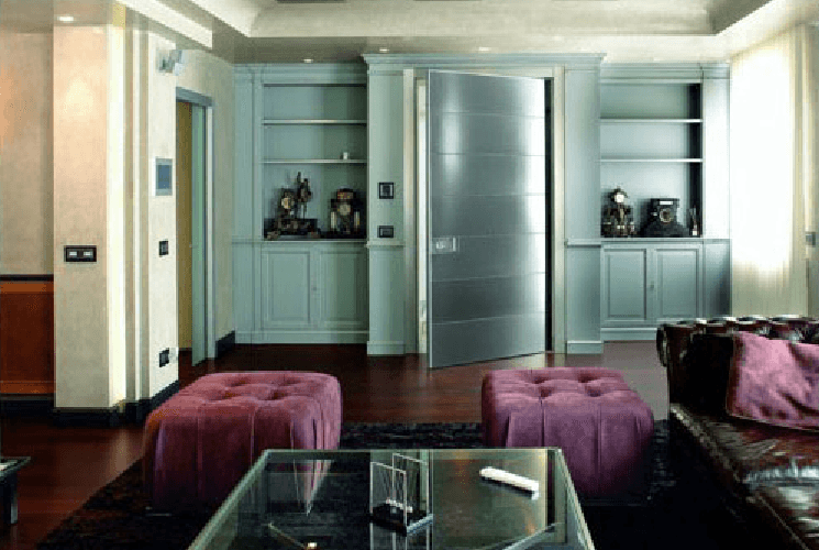 porta blindata in vetro e legno