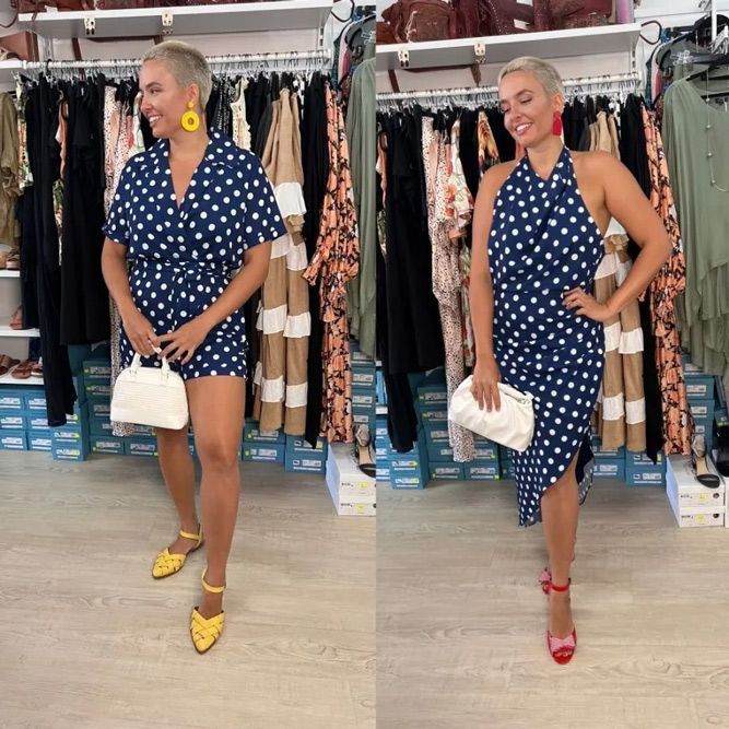 Woman Wearing Polka Dots Romper & Halter Dress — Zest Boutique in Yeppoon, QLD