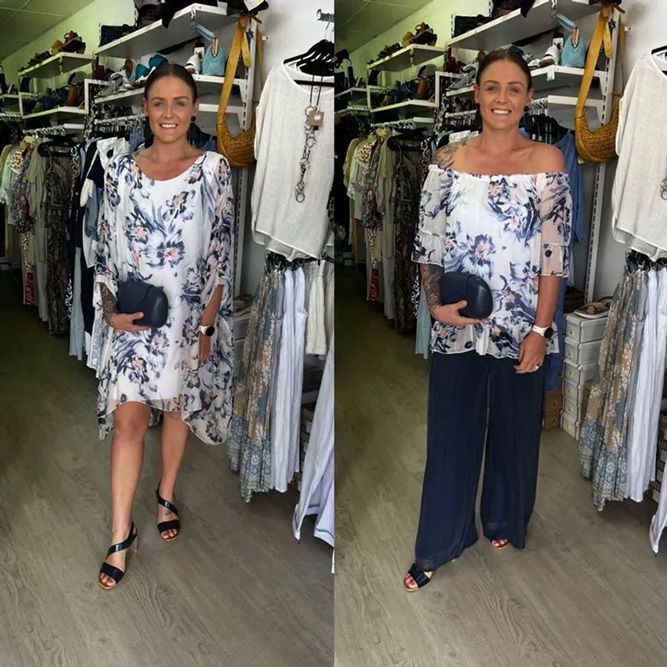 Woman Wearing Floral Dress And Top — Zest Boutique in Yeppoon, QLD