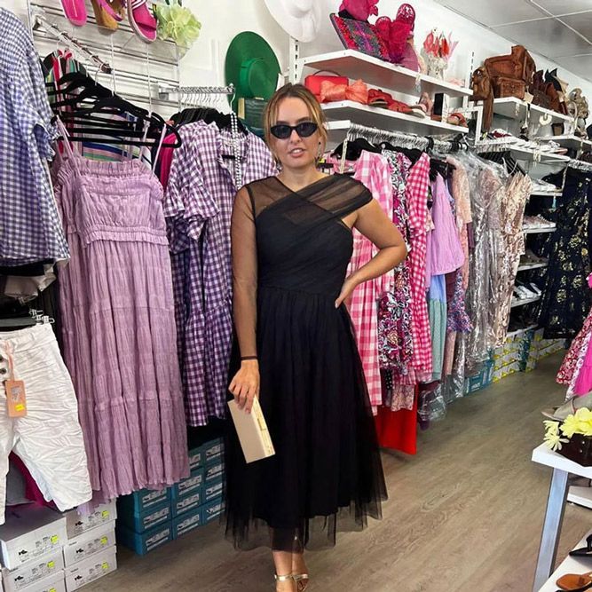 Black Dress With Mesh Sleeve — Zest Boutique in Yeppoon, QLD