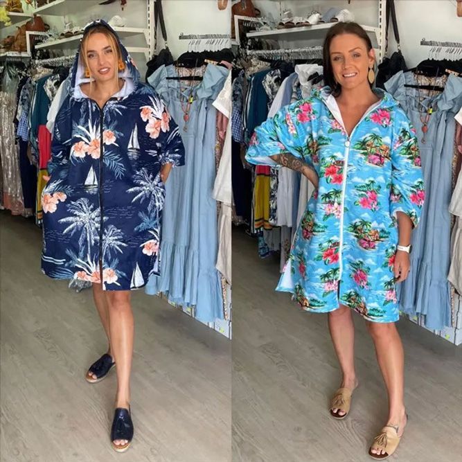 Floral Dresses With Hood In Blue Color — Zest Boutique in Yeppoon, QLD