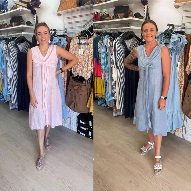 Blue And Pink Sleeveless Dresses — Zest Boutique in Yeppoon, QLD