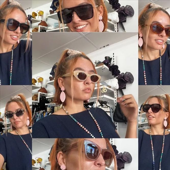 Woman Wearing Different Sunglasses — Zest Boutique in Yeppoon, QLD