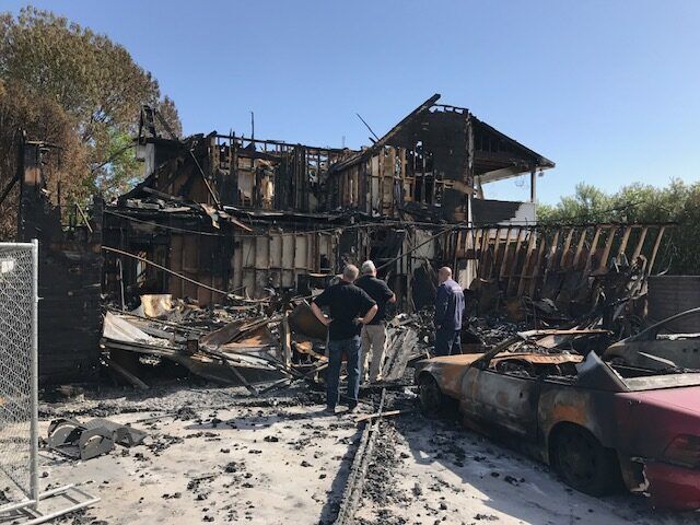 Burned house undergoing fire damage restoration in Scottsdale, AZ