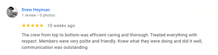 A blurred image of a person 's review on a google review page