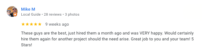 A blurred image of a person 's review on a website.