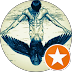 A man with wings is in a circle with an orange star.