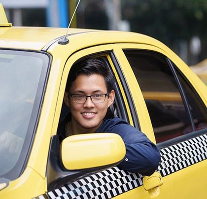Cab Jobs —   Taxi Driver in Yellow Car Smiling in Marietta, Ga