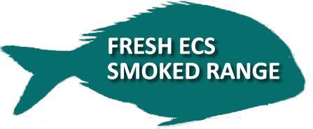 Teal fish graphic with white text: FRESH ECS SMOKED RANGE.