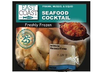 Seafood cocktail package with prawns, mussels, and squid; 