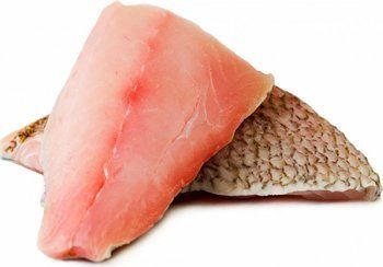 Raw fish fillets with pink flesh, skin side up.