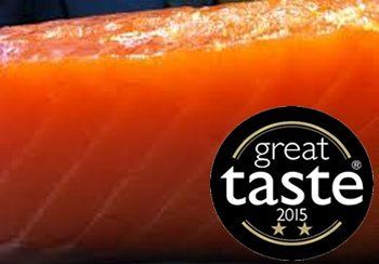 Close-up of orange salmon fillet with a 