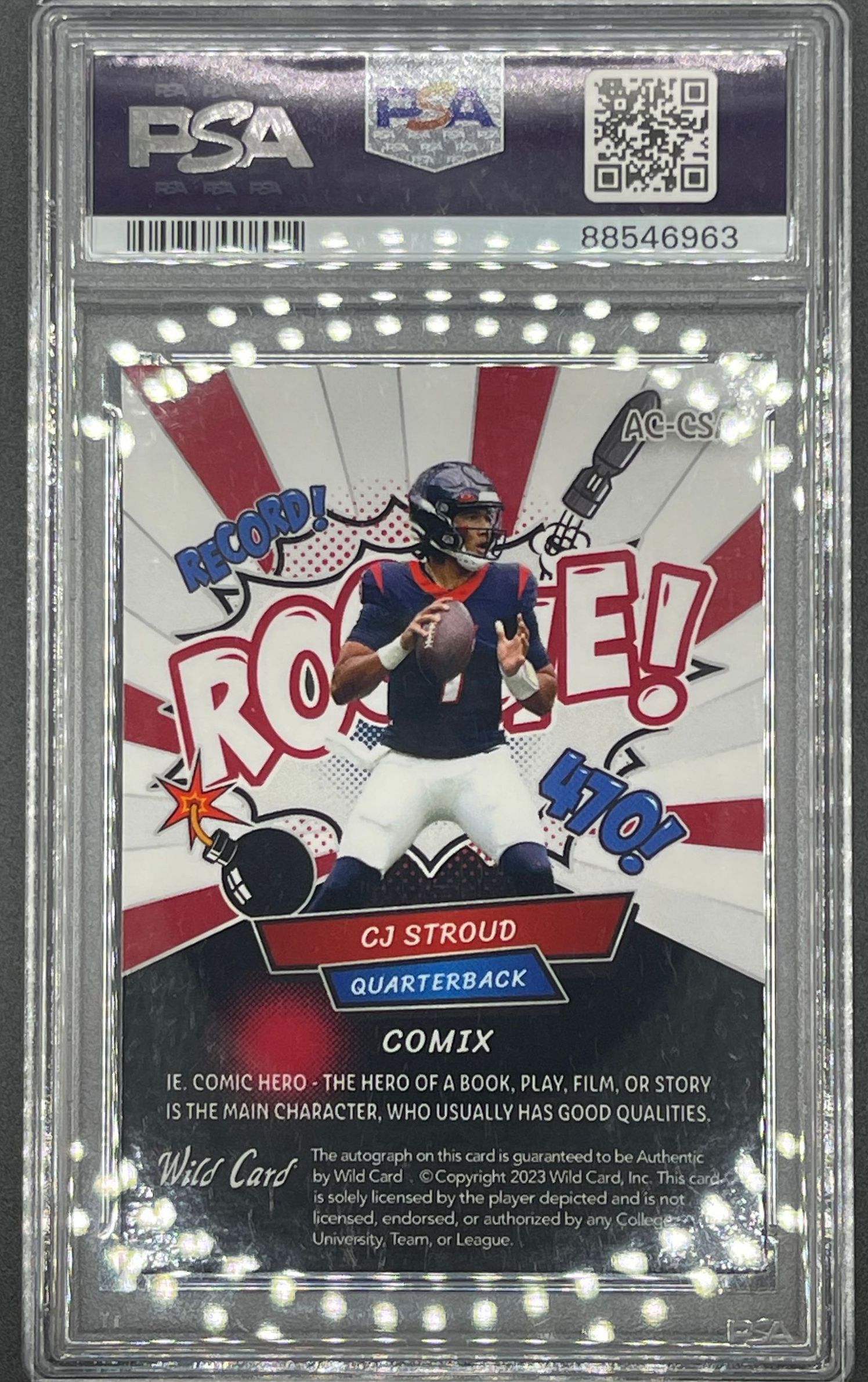 CJ Stroud : 2023 Wild Card Alumination Comix : #AC-CSA :  Rookie Autograph : Parallel [Red & White w/Silver Holo] 5/5 #Last On Print #PSA GEM MINT 10  ***Extremely Rare***