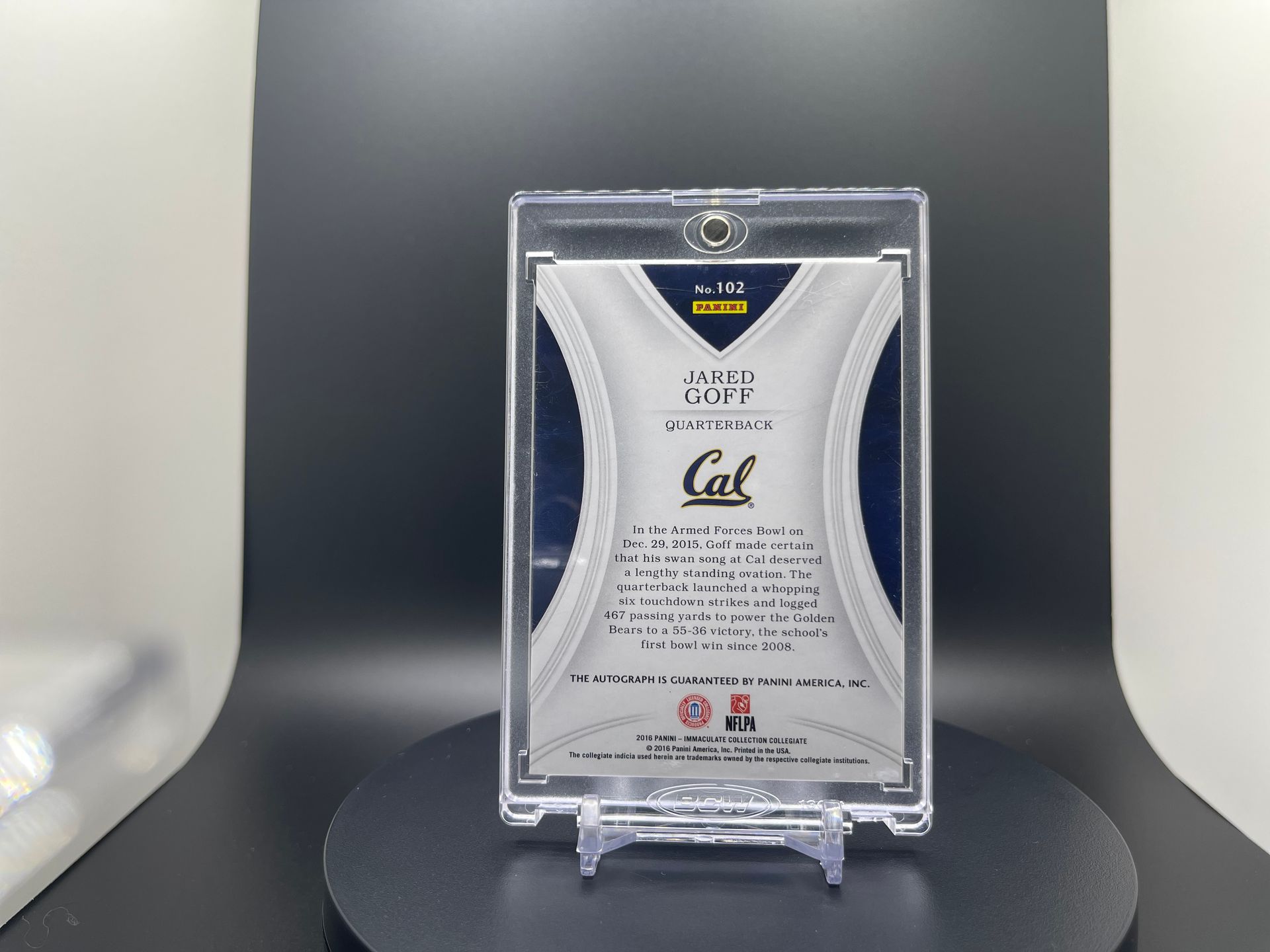 Jared Goff : 2016 Immaculate Collection : #102 : Rookie On-Card Autograph : 48/99