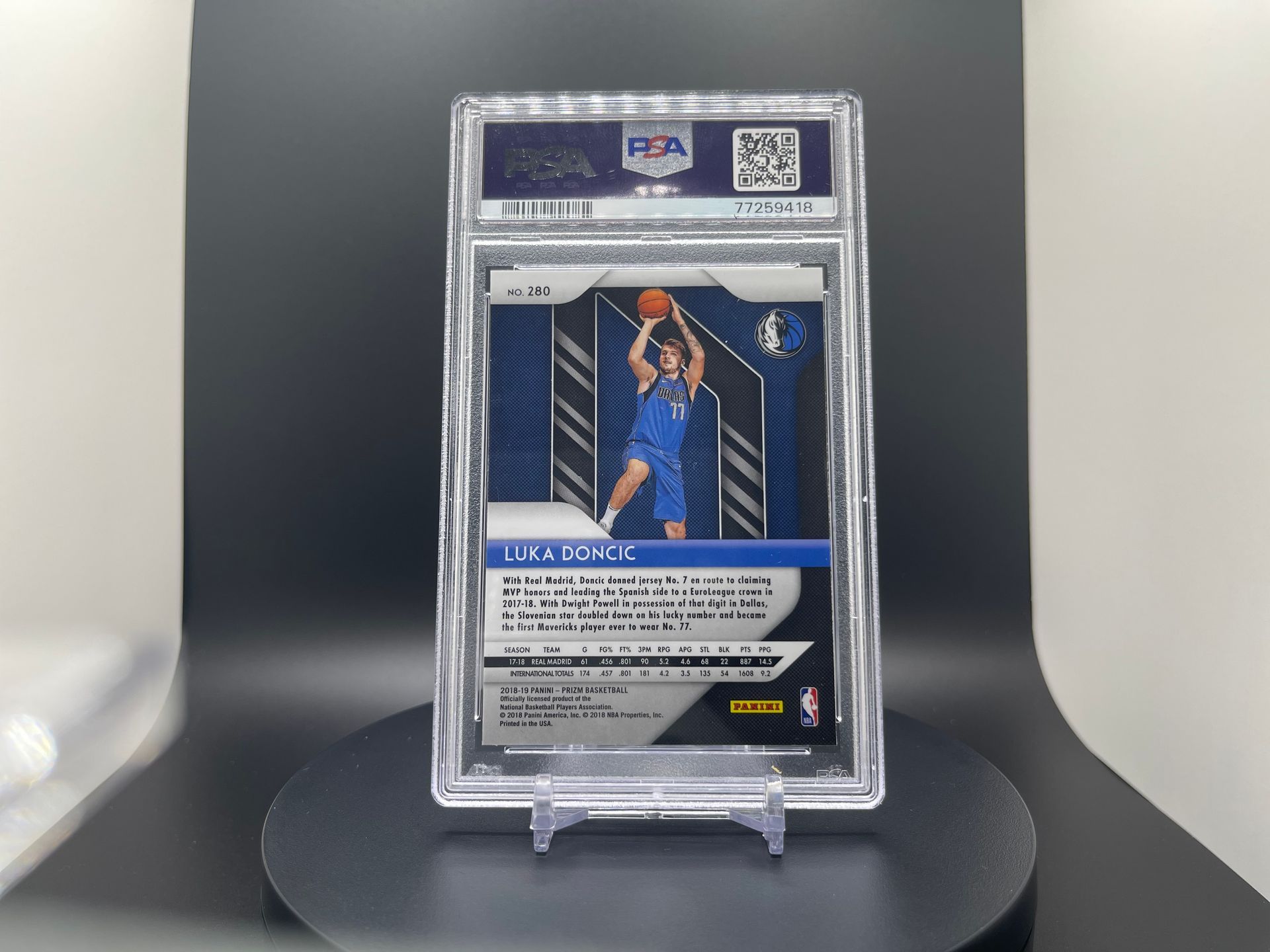 Luka Doncic : 2018 Prizm : #280: Rookie Base : PSA Mint 9