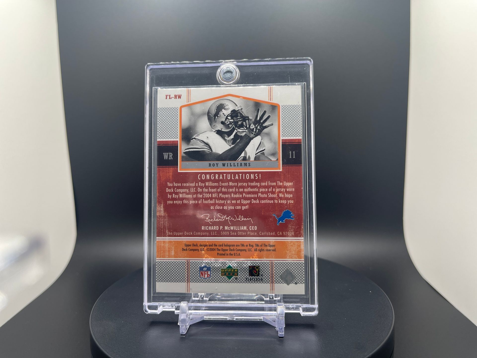 Roy Williams : 2004 Upper Deck: #FL-RW : Future NFL Legends Player Worn Patch