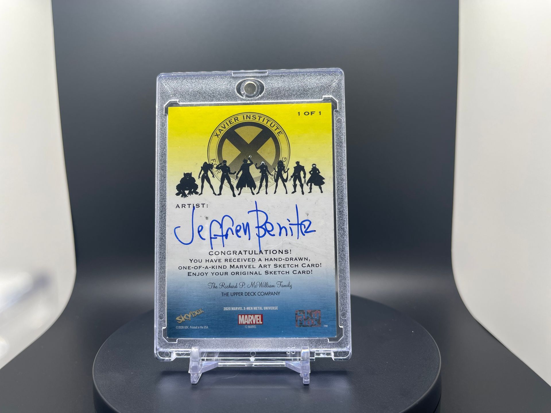 Ultimate Professor X : 2020 Marvel Universe Metal : Etch Card On-Card Autograph [Jeffrey Benitz] : 1 of 1 *** Elite Rarity ***