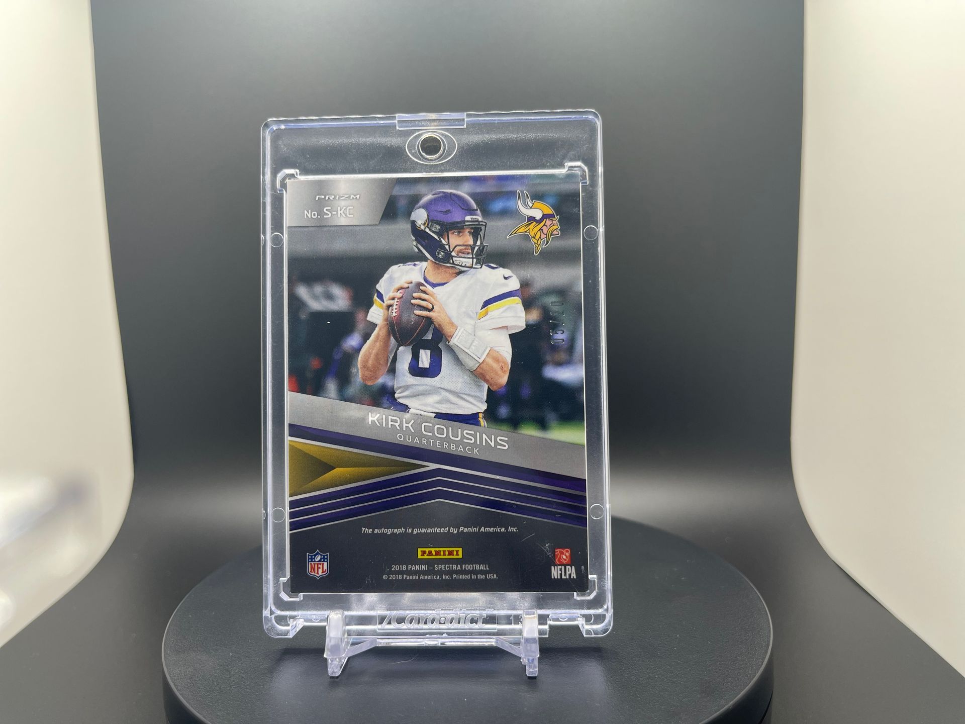 Kirk Cousins : 2018 Spectra : #S-KC : On-Card Autograph Parallel [Neon Blue] : 05/20