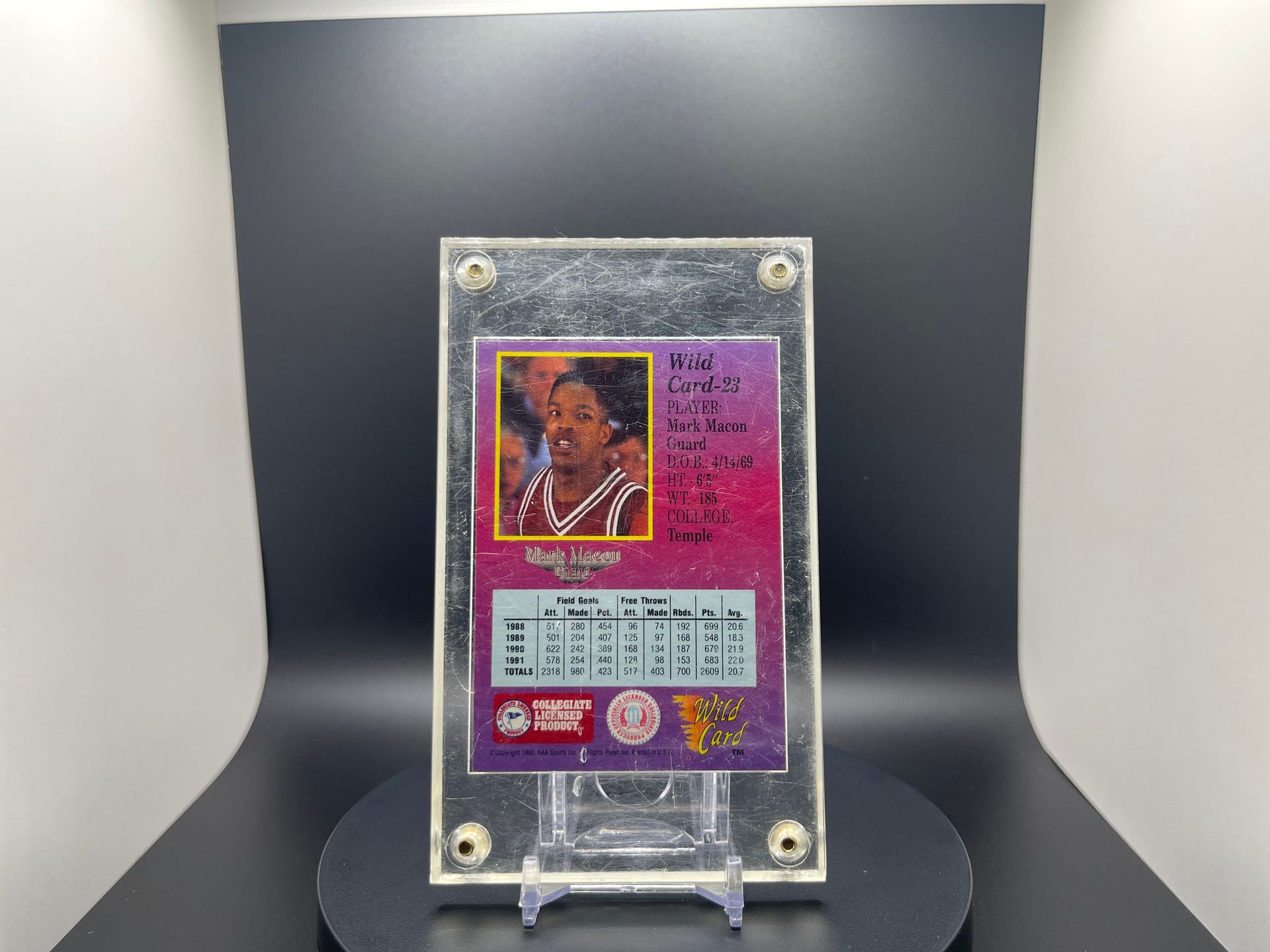 Mark Macon : 1992 Wild Card : #23 : 50 Stripe