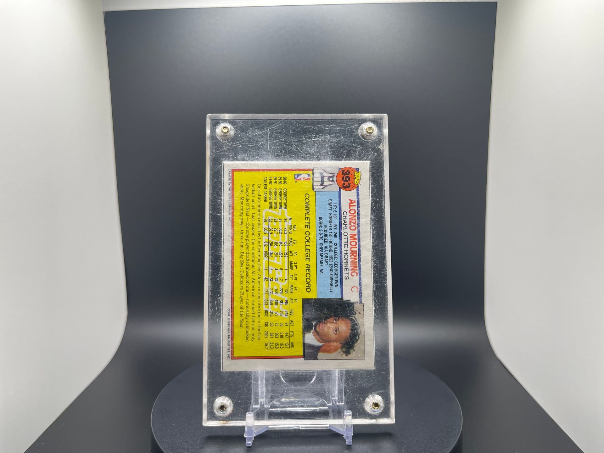 Alonzo Mourning : 1993 Topps : #392 : Rookie '92 Draft Pick