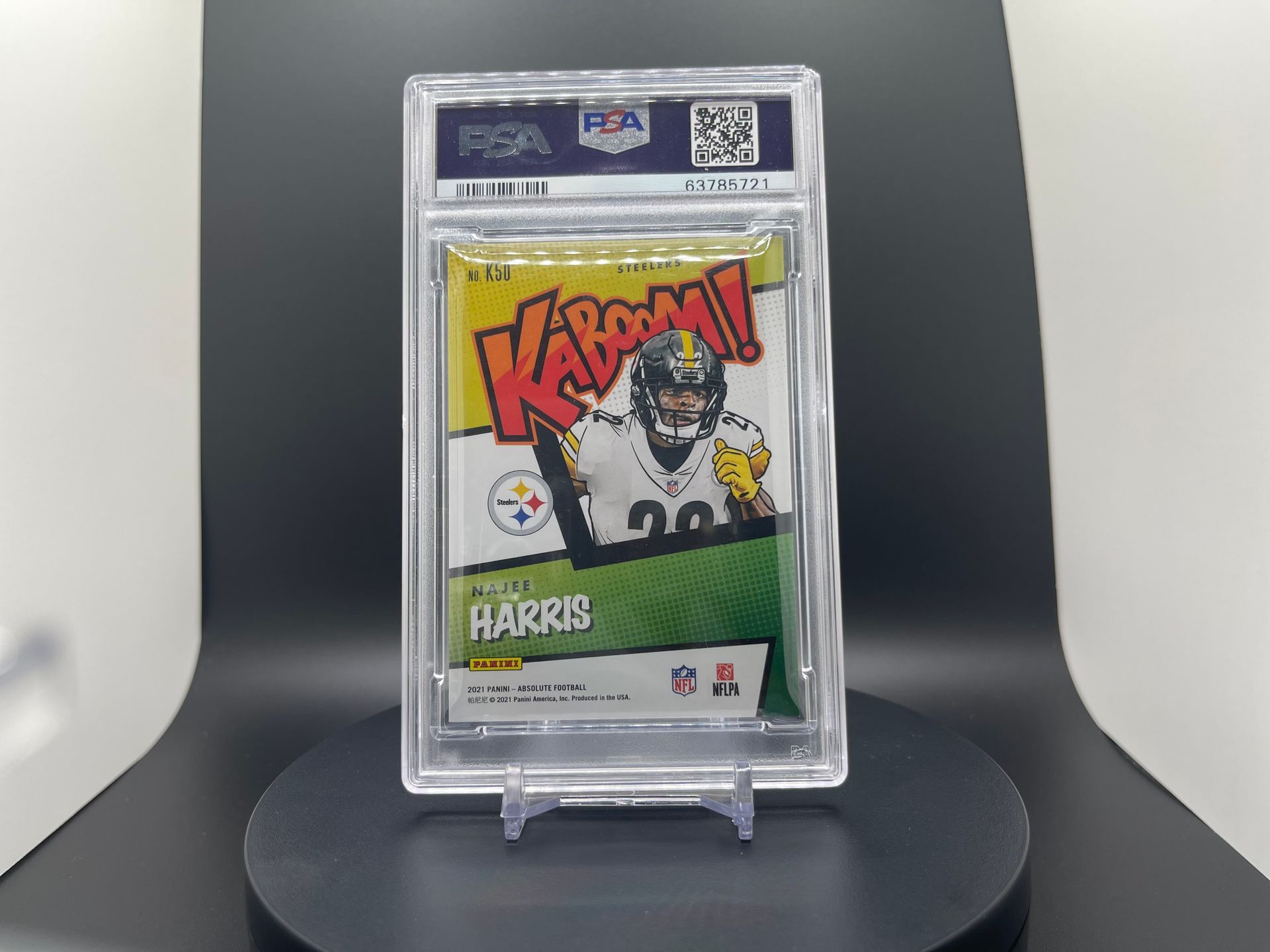 Najee Harris : 2021 Absolute : Rookie Parallel [Kaboom] : #PSA MINT 9 *** Rare [Case Hit] ***