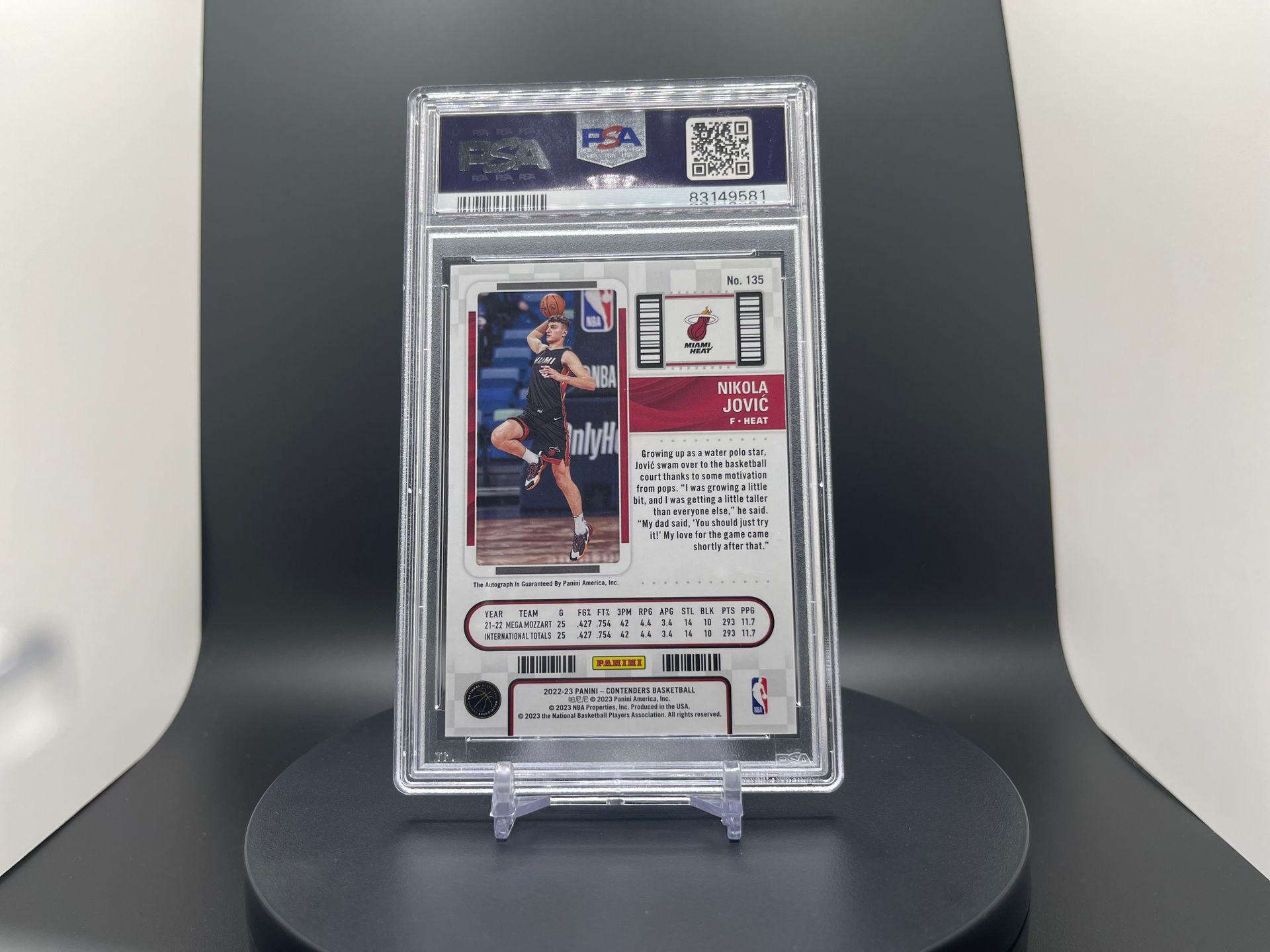 Nikola Jovic: 2022 Contenders : #135 : Rookie On-Card Autograph : #PSA GEM MINT 10