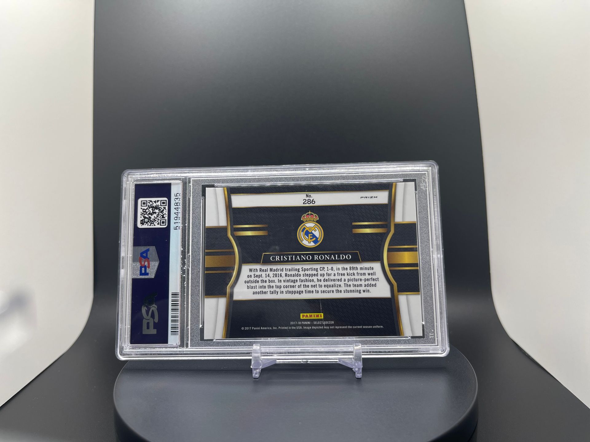 Cristiano Ronaldo : 2017 Select : #286 : Parallel [Field Level Silver Holo] #PSA GEM MINT 10