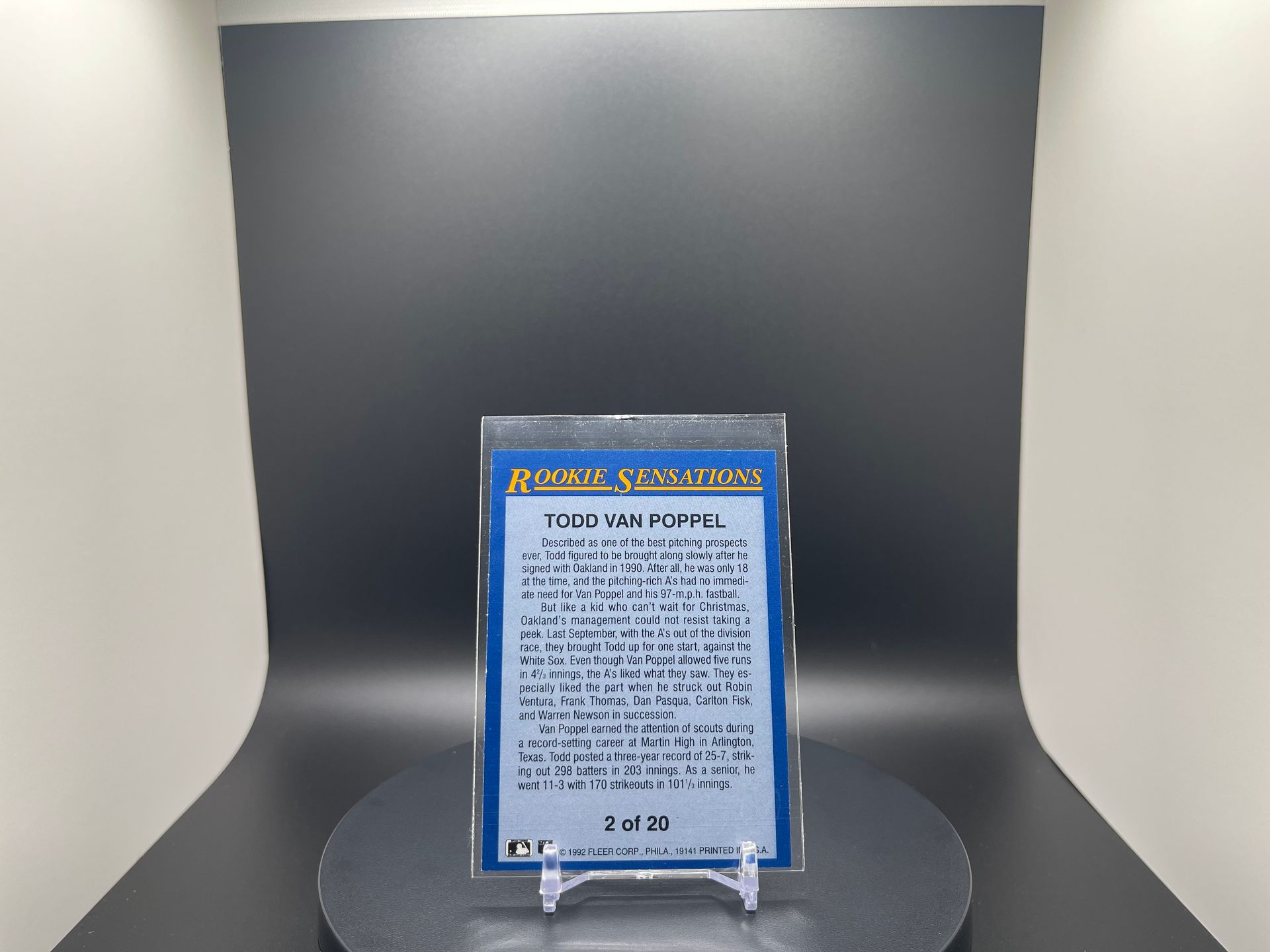 Todd Van Poppel : 1992 Fleer : #2 of 20 : Rookie Sensations