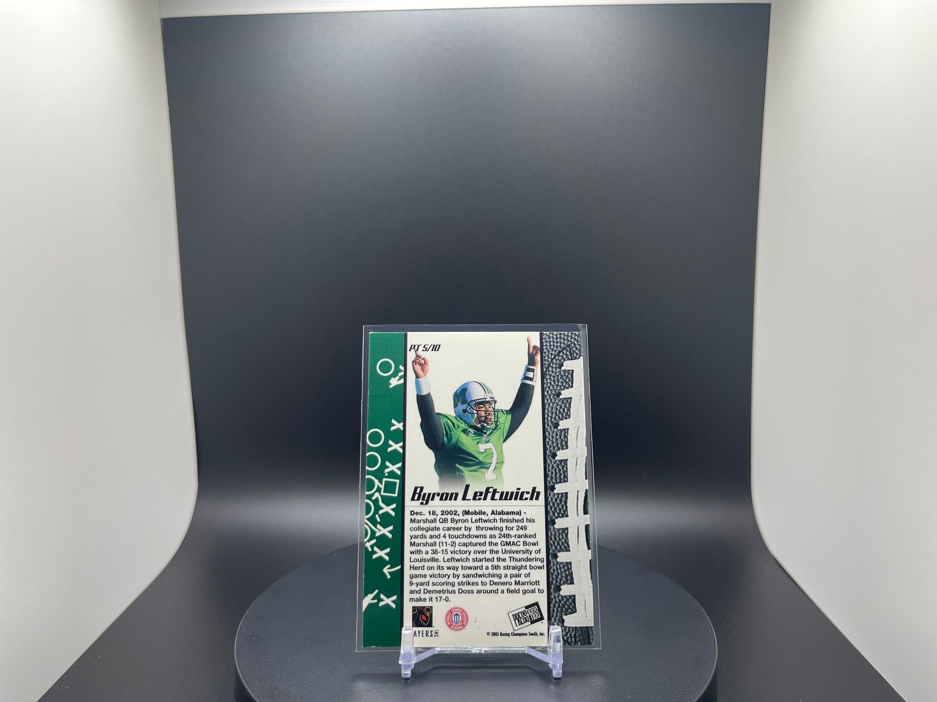 Byron Leftwich : 2003 Press Proof : #PT 5/10 : Prime Time Green Foil