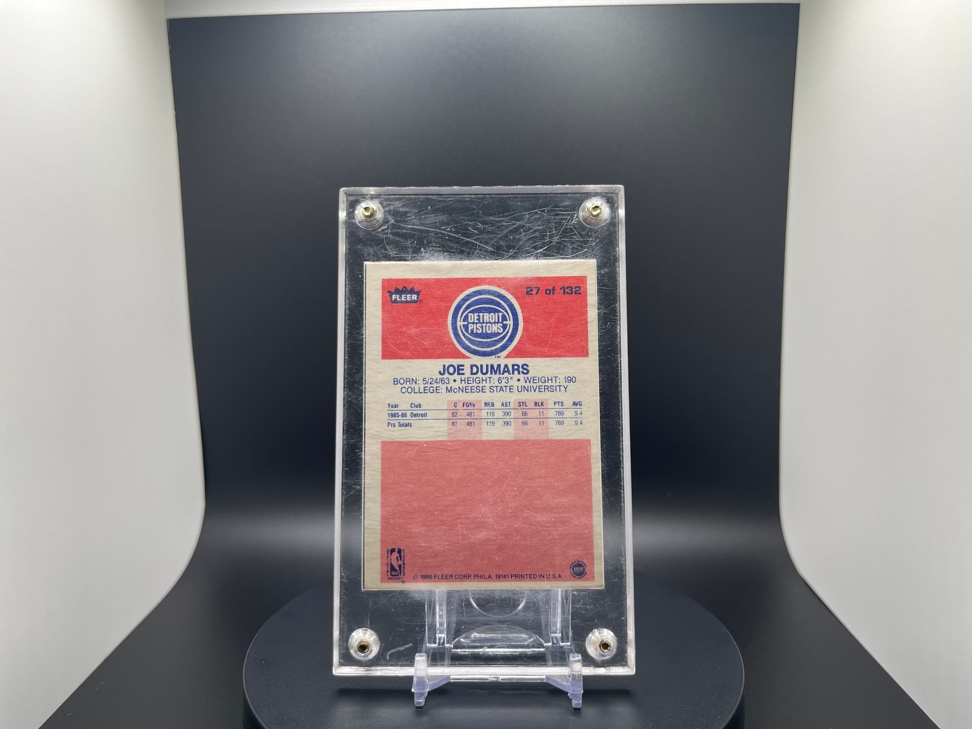 Joe Dumars: 1986 Fleer Premier : #27 of 132 :  Rookie