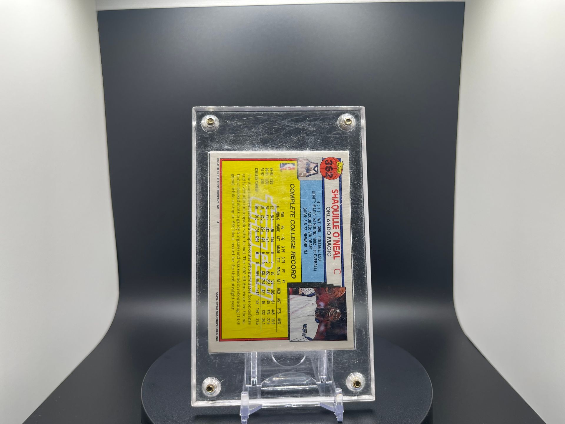 Shaquille O'Neal : 1993 Topps : #362 : Rookie '92 Draft Pick