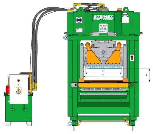 A drawing of a green machine with the word stomex on it
