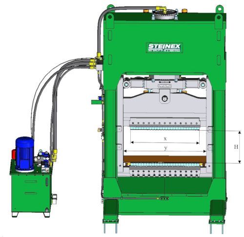A drawing of a steinex machine with a hydraulic pump attached to it