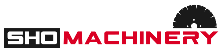 A black and red logo for sho machinery