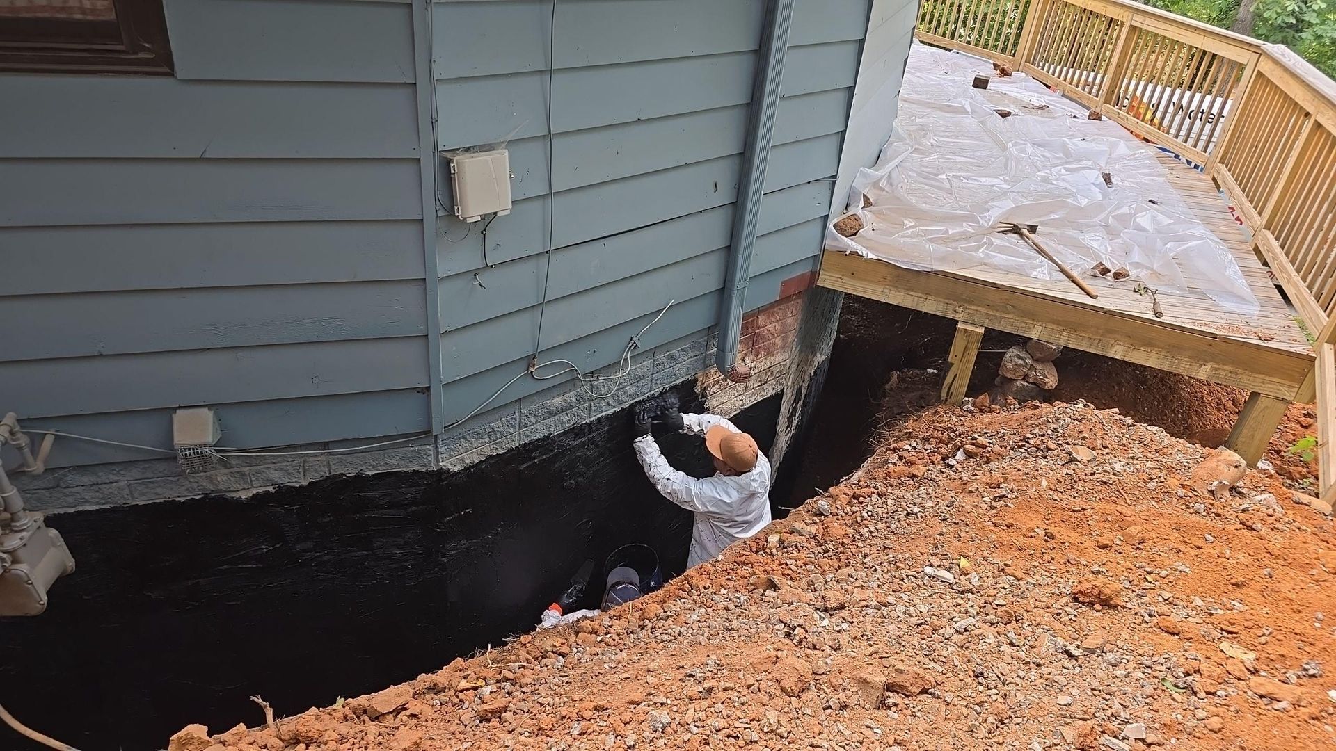 Waterproofing was a key part of the long-term solution to protect the home from further leaks and moisture intrusion.