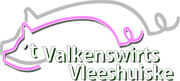 Logo van een varken in grijs en roze met de tekst